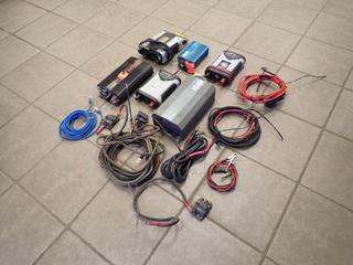 Qty Of Inverters Including: Eliminator 1000W, Tripp-Lite 1000W, Stanley 750W, (2) Eliminator 750W, Tripp-Lite 375W, Wire And Connectors *Note: Working Condition Unknown*