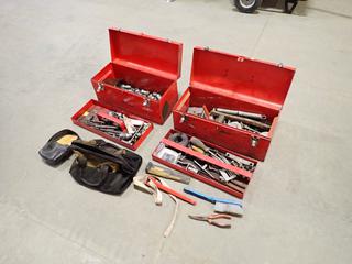 (2) Toolboxes c/w Tie Wire, Steel Brush, Bolts, Fittings, Screwdrivers, Reducers, Hydraulic Fittings And Assorted Supplies