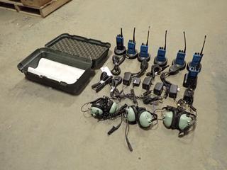 Qty Of (7) Motorola Radios, (7) Chargers, (6) Mic's And (3) Headphone Sets