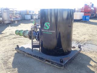 Solid Industrial Solutions 42in X 5ft Silencer Tank c/w 89in X 65in X 6in Skid, Flange Adaptors And Pneumatic Actuator. *Note: Buyer Responsible For Removal*