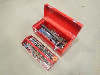 20in X 8in X 9in Toolbox c/w Wrenches, Sockets, Pliers, Extensions, Files And Hammers