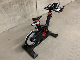 Life Fitness IC6 Spin Bike with Poly-V Belt  Drivetrain, WattRate TFT Touchscreen Console with Quick Start, Power Training, Heart Rate and FTP Power Test, S/N FBWB0006616-17G *Note: Missing Strap From Toe Cage*  (HIGH RIVER YARD)