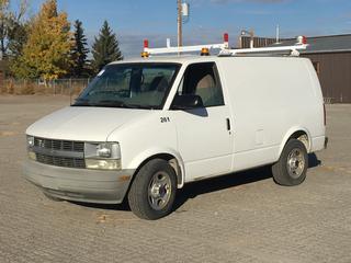 2005 Chevrolet Astro Cargo Van c/w 4.3L Vortec Engine, A/T, Tow Package, Roof Rack, Beacons, 215/70R16 Tires, Showing 132,554Kms, VIN 1GCDM19X65B117816 (HIGH RIVER YARD)