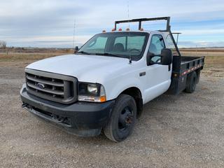 2004 Ford F350 XL Regular Cab Deck Truck c/w 5.4L V8, A/T, AC, 9ft Deck, 215/85R16 Tires, Showing 303,506Kms, VIN 1FDWF36L04EB43420   (HIGH RIVER YARD)