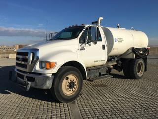 2005 Ford F750 S/A Water Truck c/w C7 ACERT CAT Duesel, A/T, Power Case 225 Water Pump, 2000 Gal. Water Tank, Air Brakes, Equipped w/ Power Take Off, Narrow Stick Code 3 PTO, GVW 14,5000 Lbs., 11R22.5 Tires, Showing 50,526Kms, 9,033Hrs, VIN 3FRXF75NX5V111277  (HIGH RIVER YARD)