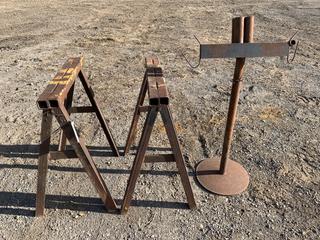 (2) 28in x 34in Steel Stands And Grinder/Rod Stand  (HIGH RIVER YARD)