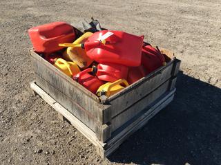 Crate of Assorted Gas And Diesel Jerry Cans  (HIGH RIVER YARD)