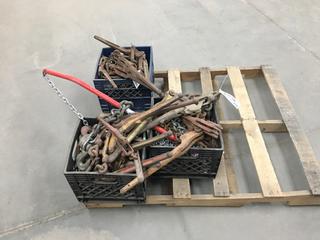 Crate of Various Sized Tire Chains c/w (2) Crates of Assorted Boomers And Chains  (HIGH RIVER YARD)