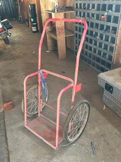 Dolly Cart w/ 19 1/2in Bicycle Tires c/w Assorted Metal, 12in X 6ft Tin Tube And More  (HIGH RIVER YARD)