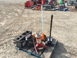 Automotive Tools: E-Z Riser Lift Blocks, Tire Block, Bishman Air Float Wheel Balancer, 2 1/4 Ton HD Hydraulic Floor Jack And Xtra Low Pro Floor Jack w/ 4000Lbs Lift Cap.  (HIGH RIVER YARD)