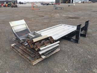 Assorted Truck Tractor Parts: Aluminum Headache Rack, 5th Wheel Sliders, (2) Fenders, Mud Guards, And More  (HIGH RIVER YARD)