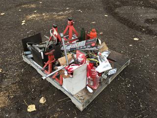 Assorted Bottle Jacks, Pipe Wrenches, Jack Stands, Grease Guns, Ratchet Straps, Chains And More  (HIGH RIVER YARD)