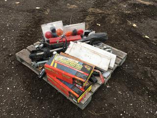 Assorted Parts c/w Semi Mirrors, Slide on Tow Mirrors, Tow Hitches, Tongue Receiver, Flasher Lights And More  (HIGH RIVER YARD)