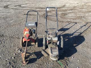 Powerfist Electric Telescoping Chainsaw, Wheel Barrow, Craftsman 22in Weed Trimmer, Snapper Weed Trimmer And Beach Toolbox w/ Contents *Note: Trimmers Not Running*  (HIGH RIVER YARD)