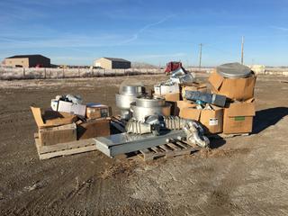 (6) Pallets of Assorted Ducting c/w 6in Inlet Boots, Pennburry Upblast Roof Exhausters Model FX08B, Breaker/Fuse Box And More  (HIGH RIVER YARD)