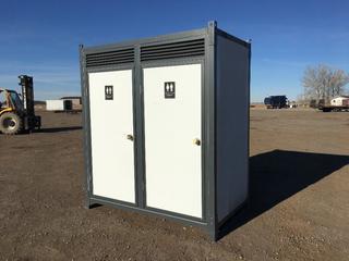 2-Stalled Event Washroom w/ Toilet And Sink Combo c/w Keys 84-1/2in X 48 1/2in X 95 1/2in, Winterized  (HIGH RIVER YARD)