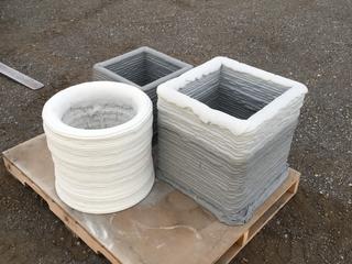 (3) Custom Built 3D Printed Planters, 20in x 20in x 20in, 17in x 16in x 14-1/2in and 18-3/4in D x 17-1/2in H  (HIGH RIVER YARD)