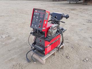 Lincoln Electric Invertec V350 Pro 200-575V 1/3-Phase Multi-Process Welder, SN U1060513280 c/w Lincoln Electric DH-10 42V Double Header Wire Feeder. SN U1110202055 **THIS ITEM IS LOCATED @ 5107 67 ST, LLOYDMINSTER, AB FOR MORE INFO CONTACT JASON  @780-870-0193**