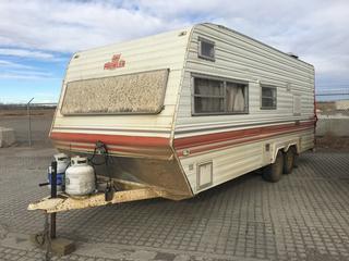 1980 Fleetwood Prowler 22ft T/A Holiday Trailer c/w Fridge, Stove, Furnace, Propane Tanks and Refrigerant Tanks, Cannot Verify VIN *Note: Requires Repair* (HIGH RIVER YARD)