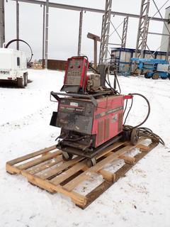 Lincoln Electric Power Wave 455/STT 208/230/460/575V 3-Phase Advanced Process Welder. SN U1040622694 c/w Lincoln Electric Power Feed Wire Feeder. SN U1031104963 *Note: Working Condition Unknown* **THIS ITEM IS LOCATED @ 5107 67 ST, LLOYDMINSTER, AB FOR MORE INFO CONTACT JASON  @780-870-0193**