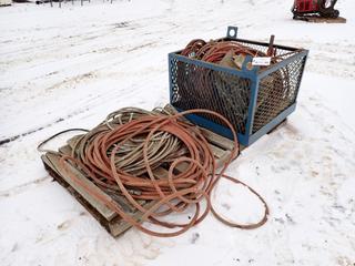 Qty Of 3/8in And 1/2in Air Hose, Pry Bars, Rope, Extension Cords And Assorted Supplies **THIS ITEM IS LOCATED @ 5107 67 ST, LLOYDMINSTER, AB FOR MORE INFO CONTACT JASON  @780-870-0193**