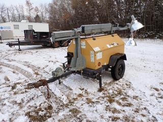 2011 Terex RL4000 S/A 6kw Light Tower c/w Kubota D1105 Diesel, 120/240V, Pintle Hitch, (2) Lights And ST175/80D13 Tires. Showing 6305hrs. SN RL411-524, VIN 4ZJSL1416B1000524 *Note: Trailer Light Plugin Broken, Missing 1 Front Jack Leg* **THIS ITEM IS LOCATED IN NORTH WEST EDMONTON, FOR MORE INFO CONTACT TONY @ 780-935-2619**