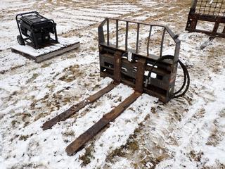 Bobcat 4ft Skid Steer Hydraulic Forks. SN 230801701 **THIS ITEM IS LOCATED IN NORTH WEST EDMONTON, FOR MORE INFO CONTACT TONY @ 780-935-2619**