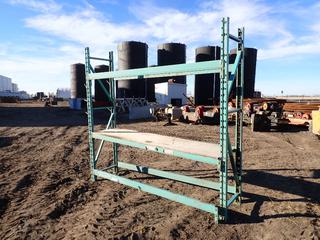 Qty Of Pallet Racking Includes: (2) 8ft Uprights And (6) 8ft Crossbeams **THIS ITEM IS LOCATED @ 5107 67 ST, LLOYDMINSTER, AB FOR MORE INFO CONTACT JASON  @780-870-0193**