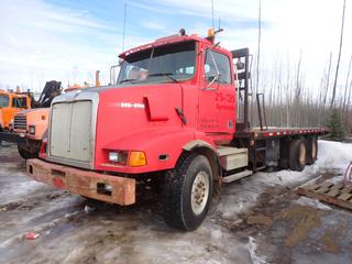 2002 Western Star 4900SA T/A Flat Deck Truck c/w Detroit Series 60 DDC 12.7L Diesel, Allison HD-4060T 6-Spd A/T, 24ft X 8ft Deck, 245in WB, 385/65R22.5 Front And 11R24.5 Rear Tires. Showing 12,404hrs. VIN 2NLHALC672KJ59588 *Note: Running Condition Unknown, Unable To Verify Mileage*