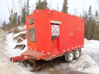 12ft T/A Trailer Mtd. Generator c/w CAT SR4 Genset, 600V Panel Breaker Boxes, 10kva, 3-Phase, Pintle Hitch And LT235/85R16 Tires. SN 9AB07068 *Note: Running Condition Unknown, Unable To Verify VIN, Bill Of Sale Only, Buyer Responsible For Removal*