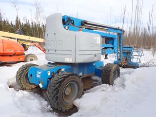 2007 Genie Z-60/34 4X4 Articulating Boom Lift c/w Perkins 2.2L Diesel, 2-Stage Boom, 500lb Cap., 60ft Max Platform Height, 34ft Max Reach And 385/65D19.5 Tires. Showing 4701hrs. SN Z6007-6852