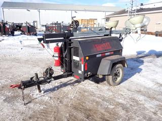 2007 Ingersoll Rand S/A Light Tower c/w Kubota Diesel Engine, 120/240V, (4) Lights, Pintle Hitch And ST175/80R13 Tires. Showing 25,220hrs. SN 379449UK0C13 *Note: Unable To Verify VIN, Bill Of Sale Only*