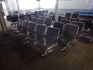 Qty Of (3) Rows w/ 4-Chairs, (2) Rows w/ 4-Chairs And Middle Table, (2) Rows w/ 6-Chairs And (3) Rows w/ 5- Chairs *Note: Tears In Seats, Buyer Responsible For Removal* (LOCATED OFFSITE @ Fort McMurray Airport, 547 Snow Eagle Drive, Fort McMurray, AB)