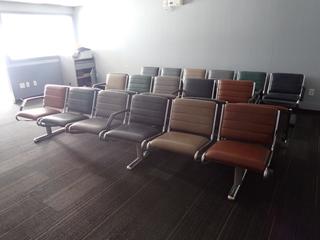 Qty Of (3) Rows w/ 6-Chairs c/w (2) Rows w/ 5-Chairs *Note: Buyer Responsible For Removal* (LOCATED OFFSITE @ Fort McMurray Airport, 547 Snow Eagle Drive, Fort McMurray, AB)