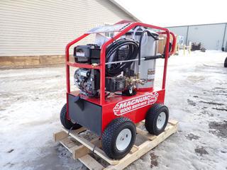 Unused 2025 Magnum 4000 Series Gold 4000PSI Hot Water Pressure Washer c/w 15hp Gas Motor, Diesel Fired Burner And Electronic Ignition.