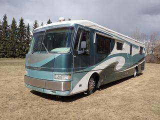 1997 Fleetwood American Eagle 40VF RV Coach Motorhome c/w 8.3L Cummins, Allison 6-Spd A/T, Air Brakes, Backup Camera, Hydraulic Levelers, (1) Bedroom, Shower, AC/Heater, Washer, Bathroom And 295/75R22.5 Tires. Showing 82,522 Miles. VIN 4S7MT9K07TC022492 **Located In Edmonton**