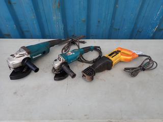 Makita GA5020 5in And Makita GA7070 7in 120V Angle Grinder c/w DeWalt DW304P 120V Reciprocating Saw **Located In Edmonton**