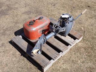 4 Evinrude Boat Motor w/ Fuel Tank. SN 4606MC78058 *Note: Running Condition Unknown* **Located In Edmonton**