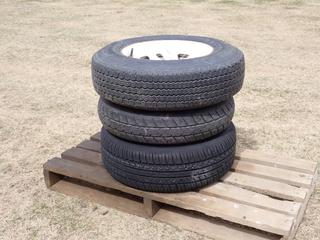 MotoMaster 215/60R16 Tire w/ Rim, Denman Express ST205/75R15 Tire w/ Rim And T155/80D16 Tire w/ Rim **Located In Edmonton**