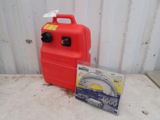 Unused Scepter 25L Boat Fuel Tank c/w Unused Sierra Silverado 4000 8ft x 3/8in Fuel Line Assembly **Located In Edmonton**