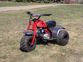 1984 Honda ATC70 Trike c/w Honda Lifan 125cc Gas And AT16X8-7 Tires. VIN JH3TB0303EK921193 **Located In Edmonton**