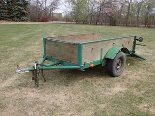 8ft X 4ft Custom Built Utility Trailer c/w 4ft Fold Down Ramp, 2in Ball Hitch And P215/75R15 Tires. **Located In Edmonton**