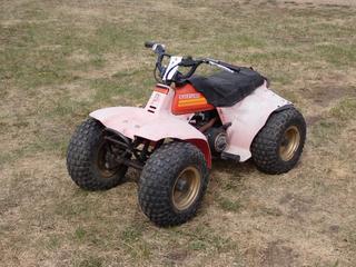1984 Suzuki LT50 ATV w/ 145/70-6 Tires. VIN KM4AA11A2E1100470 *Note: Running Condition Unknown* **Located In Edmonton**