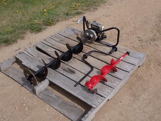 Jiffy White Lighting Model 76 Ice Auger w/ 49cc Gas Engine And 6in Ice Auger. SN 7636566 **Located In Edmonton**