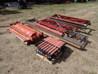 Qty Of Pallet Racking Includes: (2) 12ft Uprights, (2) 8ft Uprights, (4) 10ft Uprights, (4) 8ft Uprights, (4) 16ft Uprights, 7ft And 9ft Cross Brams And Qty Of Braces **Located In Edmonton**
