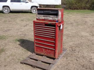 Bench 27in X 18in X 37in Toolbox c/w 26in X 12in X 12in Top Chest And Contents *Note: (2) Drawers Missing* **Located In Edmonton**