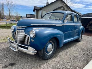1941 Chevrolet Master Deluxe Sedan C/w 216 CI 6 Cyl, 3-spd Manual, 60,667 Miles VIN 21A61753226 **Located At Turner Valley, AB, For More Information Contact Tony @780-935-2619**