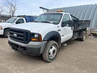 2006 F-550 XL S/A Dump Truck C/w 6.0L V8 Diesel, A/T, PTO, Hyd Dump Box, Manual Roll Tarp Showing 67,576 Kms, VIN 1FDAF56P96EA58247 **Located In Okotoks, AB, For More Information Contact Tony @780-935-2619** *Loadout ID#3502*