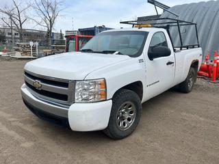 2007 Chevrolet K10 Reg Cab 4x4 Pickup C/w 5.3L V8 Gas, A/T, Headache Rack, Ladder Rack, Showing 157,682 Kms VIN 1GCEK14JX7E562431 **Located In Okotoks, AB, For More Information Contact Tony @780-935-2619** *Loadout ID#3503*