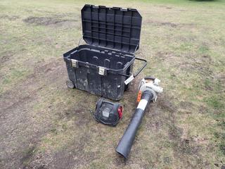 STIHL SH86 CEZ Shredder/Vacuum c/w 27cc Engine, Shumacher Instant Power 12V Booster Pack/Air Compressor, Stanley 3ft X 22in X 22in Chest And Assorted Door Hardware **Located In Edmonton**